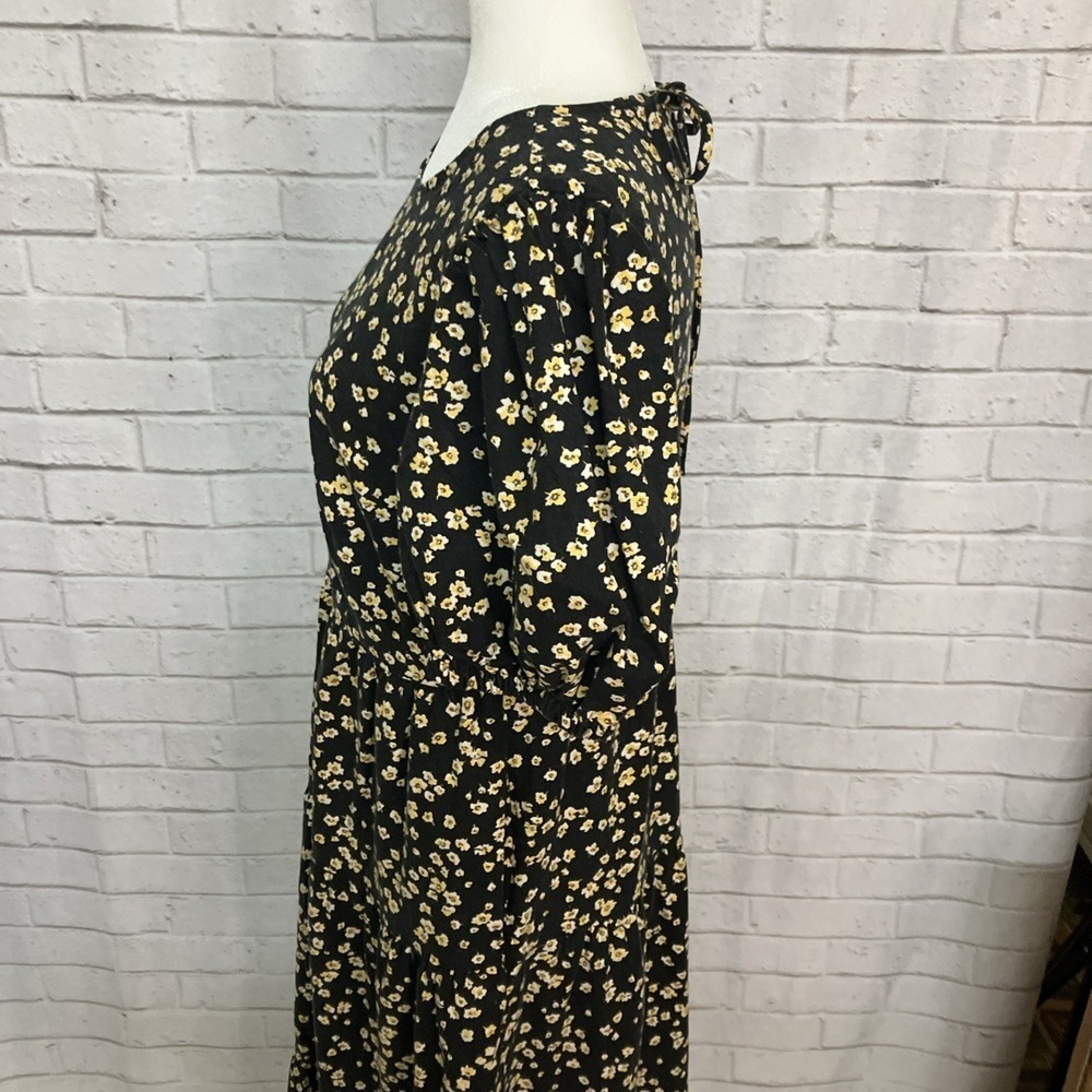 Who What Wear Linen Blend Floral Puff Sleeve Dress Women's Medium - Picture 5 of 8